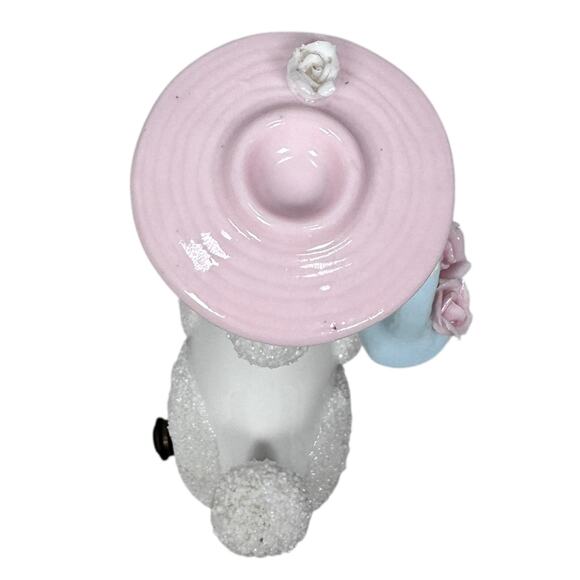 Vintage Spaghetti Poodle Dog Figurine Pink Hat & Flower Basket Mid-Century 1950s - Picture 6 of 10